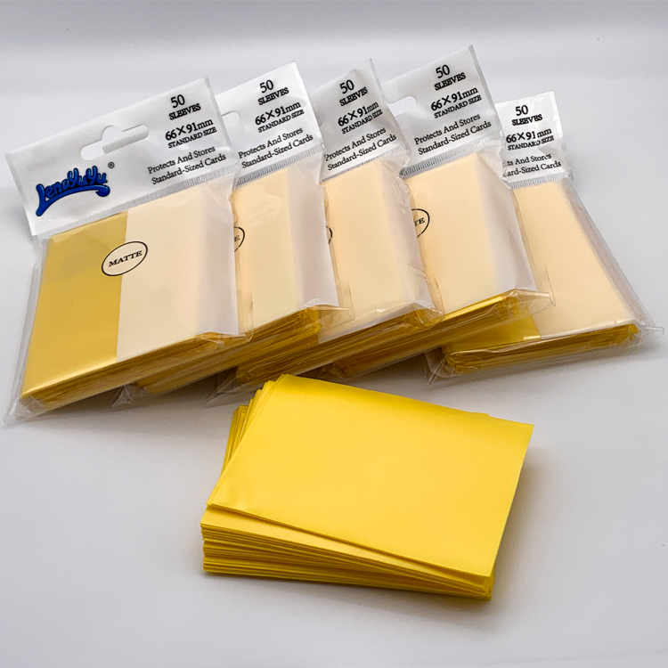 Lenayuyu 600pcs PROTECTOR Card Sleeves Yellow 66mm*91mm Matte